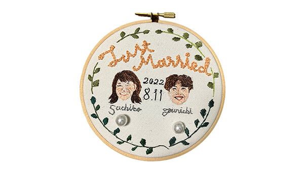 リングピローの刺繍